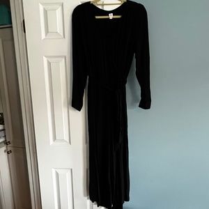 GAP Wide Leg Wrap Jumpsuit Black Viscose